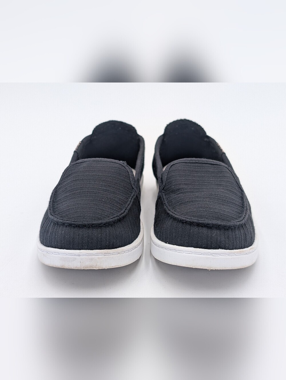Roxy Minnow Sz 5 Women's Black/White Canvas & Herringbone Knit Slip-On Loafers - Picture 12 of 17